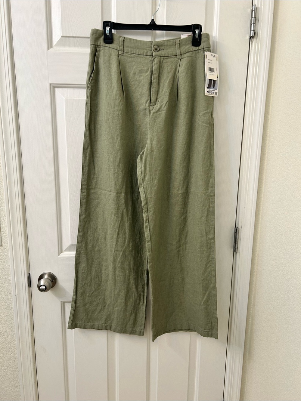 NWT Rewash Olive Wide-Leg Linen-Blend Chinos
